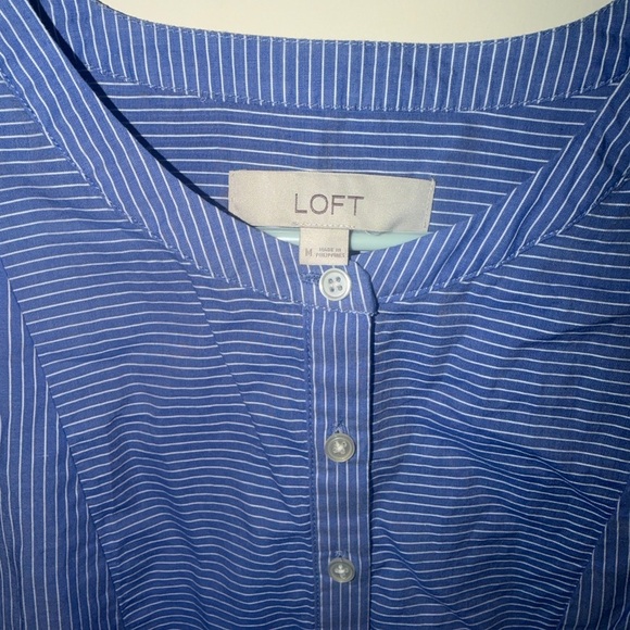 LOFT Blue Pinstripe Blouse - Picture 4 of 5